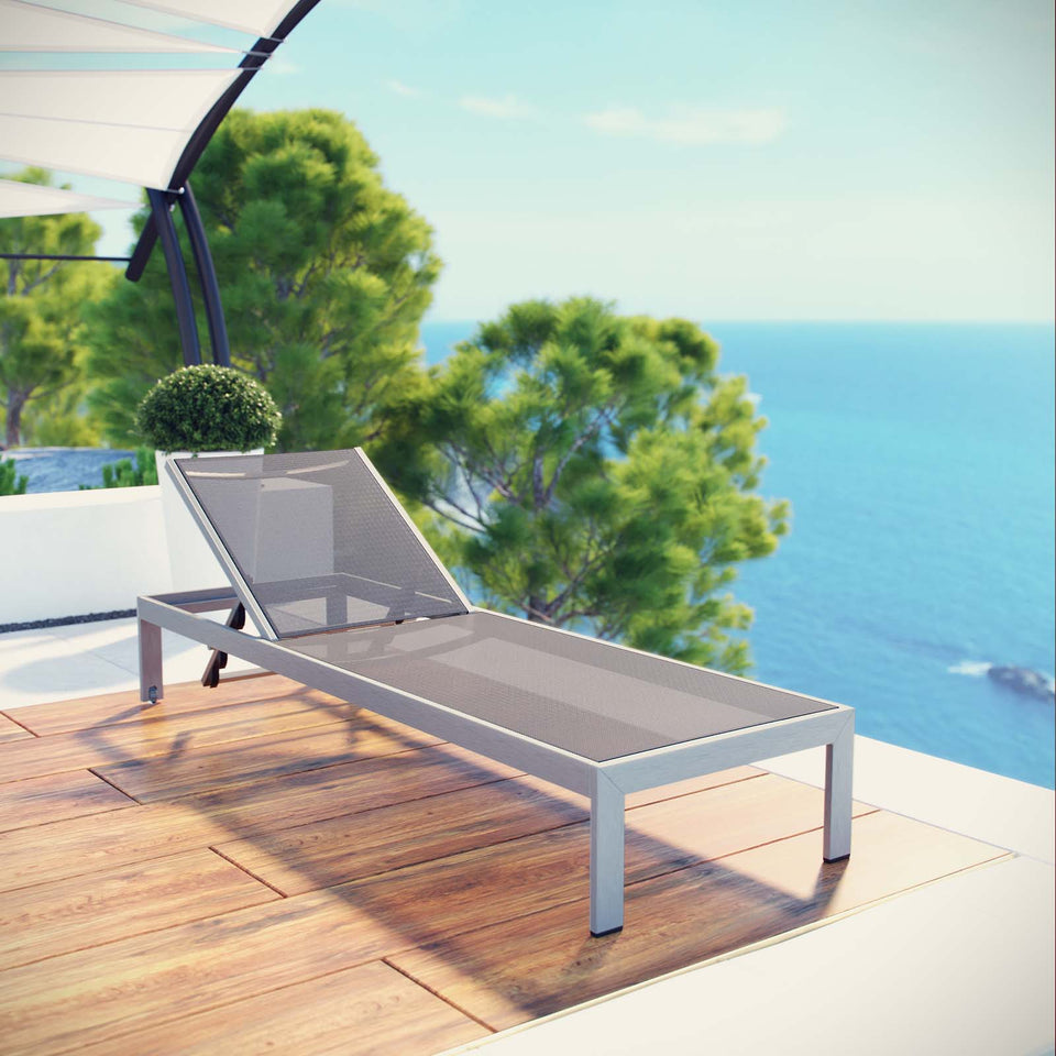 Shore Outdoor Patio Aluminum Mesh Chaise.