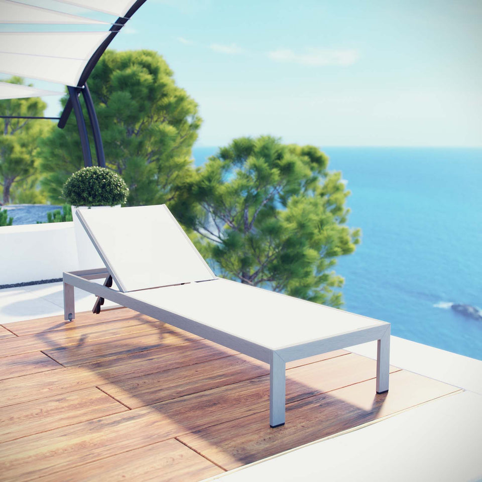 Shore Outdoor Patio Aluminum Mesh Chaise.