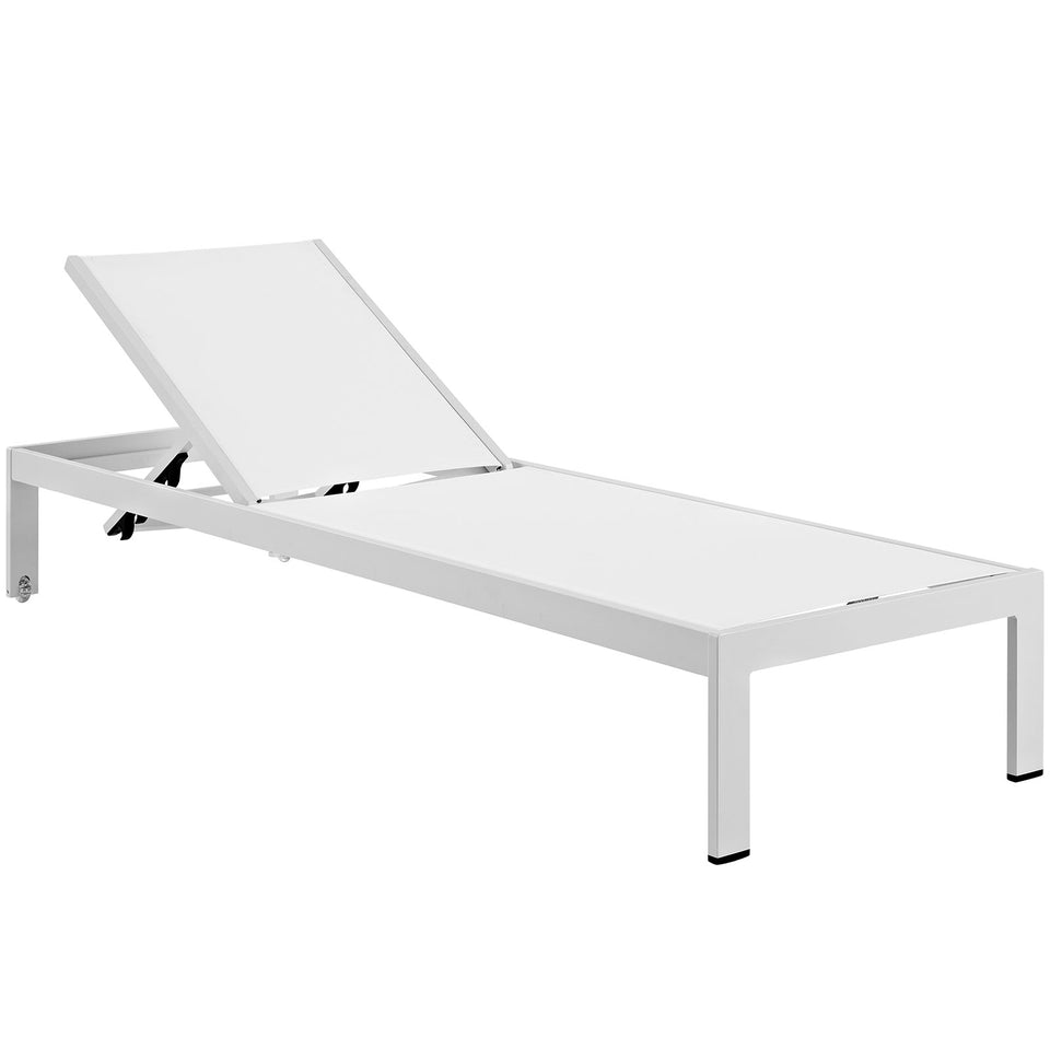 Shore Outdoor Patio Aluminum Mesh Chaise.