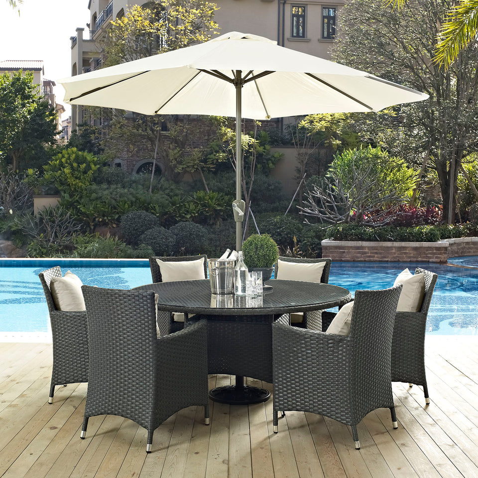 Sojourn 8 Piece Outdoor Patio Sunbrella® Dining Set.