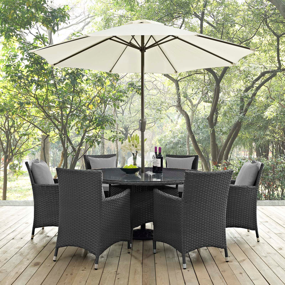 Sojourn 8 Piece Outdoor Patio Sunbrella® Dining Set.