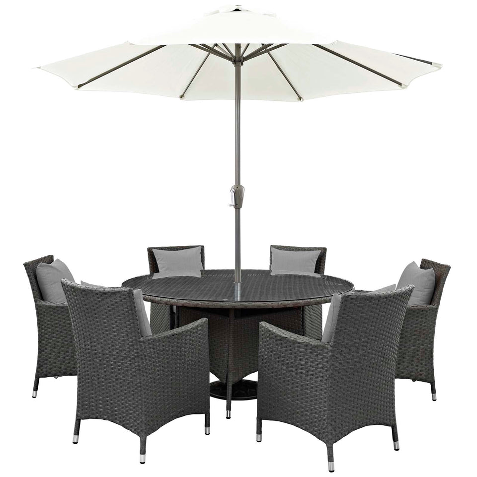 Sojourn 8 Piece Outdoor Patio Sunbrella® Dining Set.