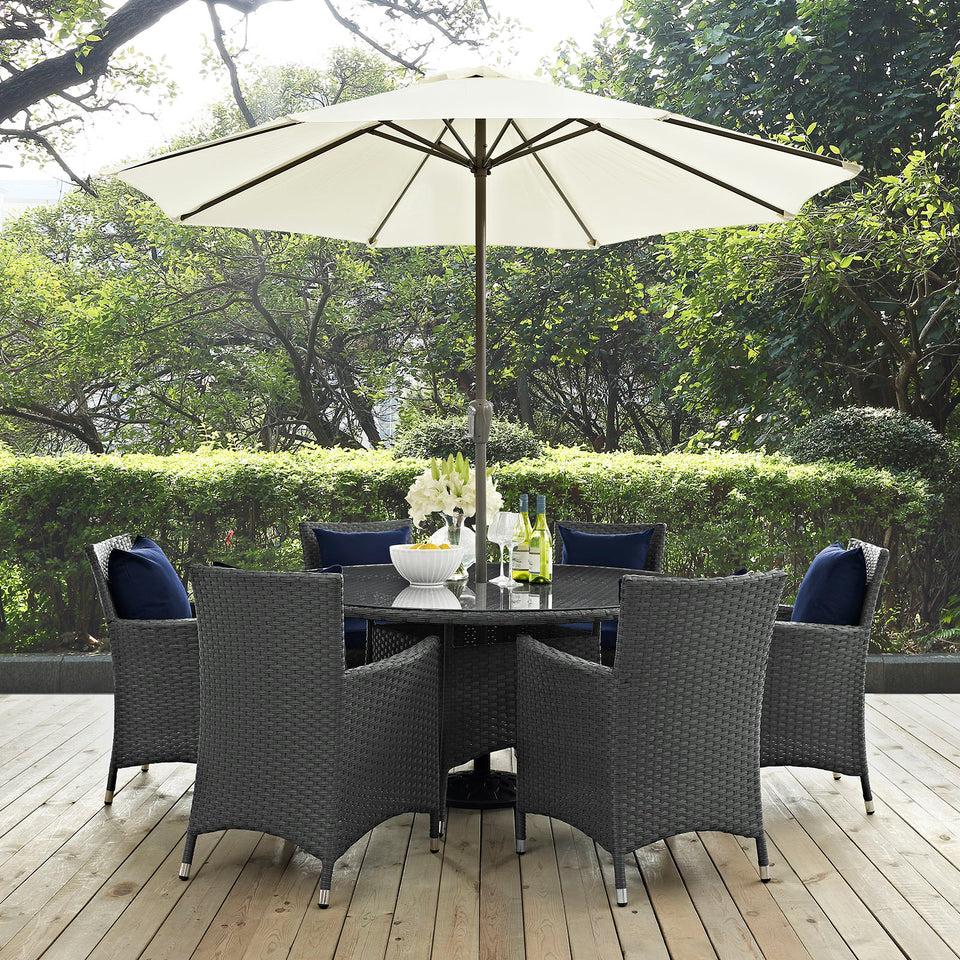 Sojourn 8 Piece Outdoor Patio Sunbrella® Dining Set.