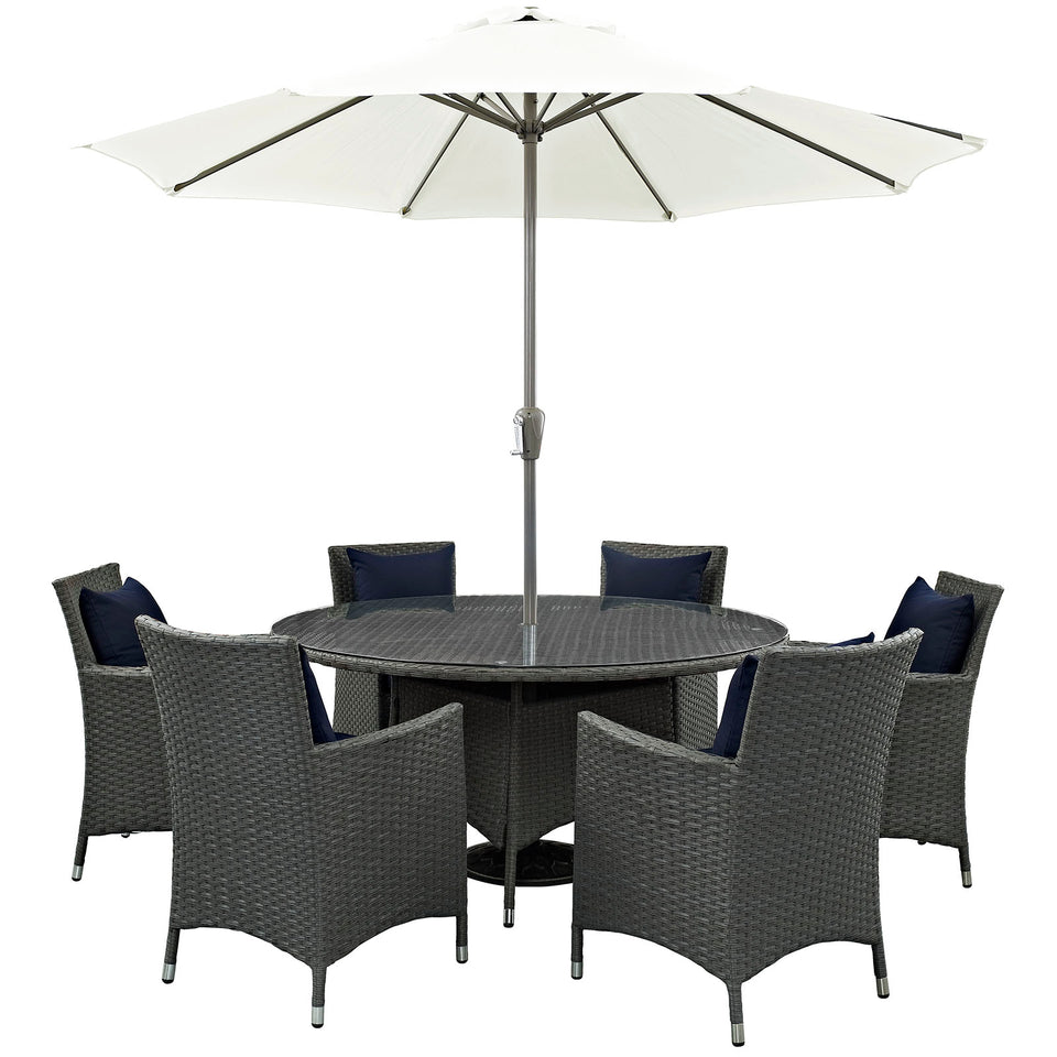 Sojourn 8 Piece Outdoor Patio Sunbrella® Dining Set.