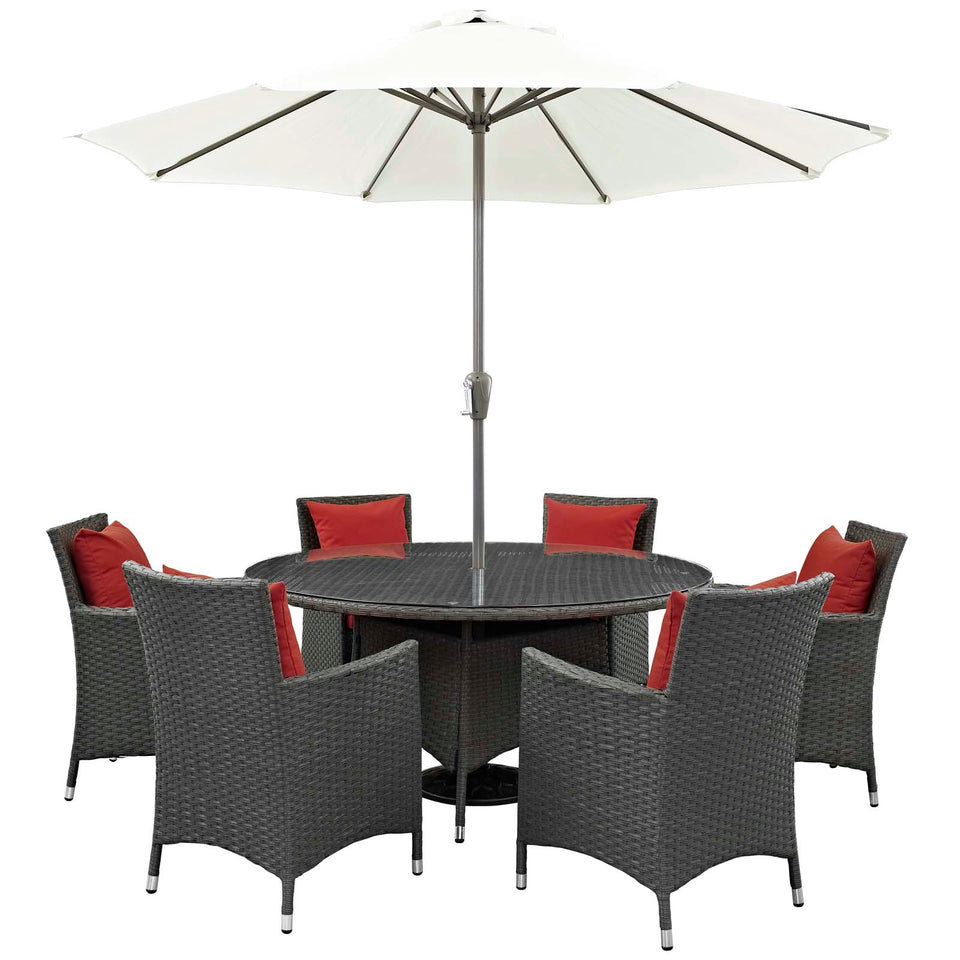 Sojourn 8 Piece Outdoor Patio Sunbrella® Dining Set.