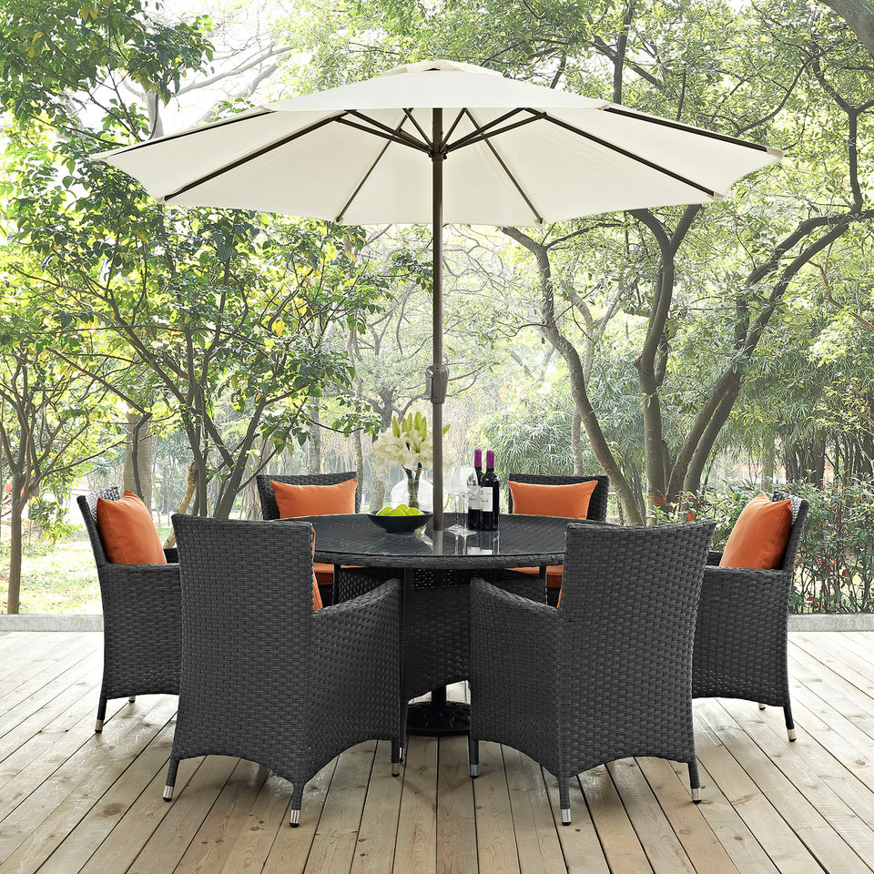 Sojourn 8 Piece Outdoor Patio Sunbrella® Dining Set.