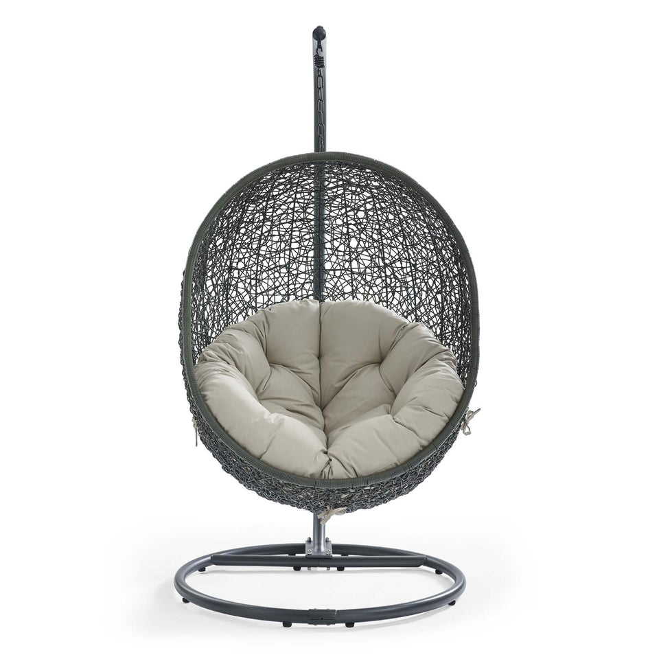 Hide Outdoor Patio Swing Chair With Stand in Gray.