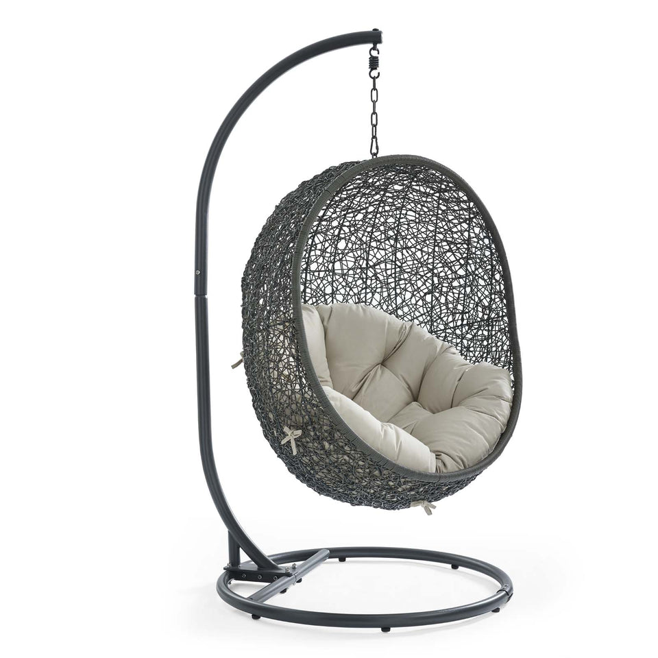 Hide Outdoor Patio Swing Chair With Stand in Gray.