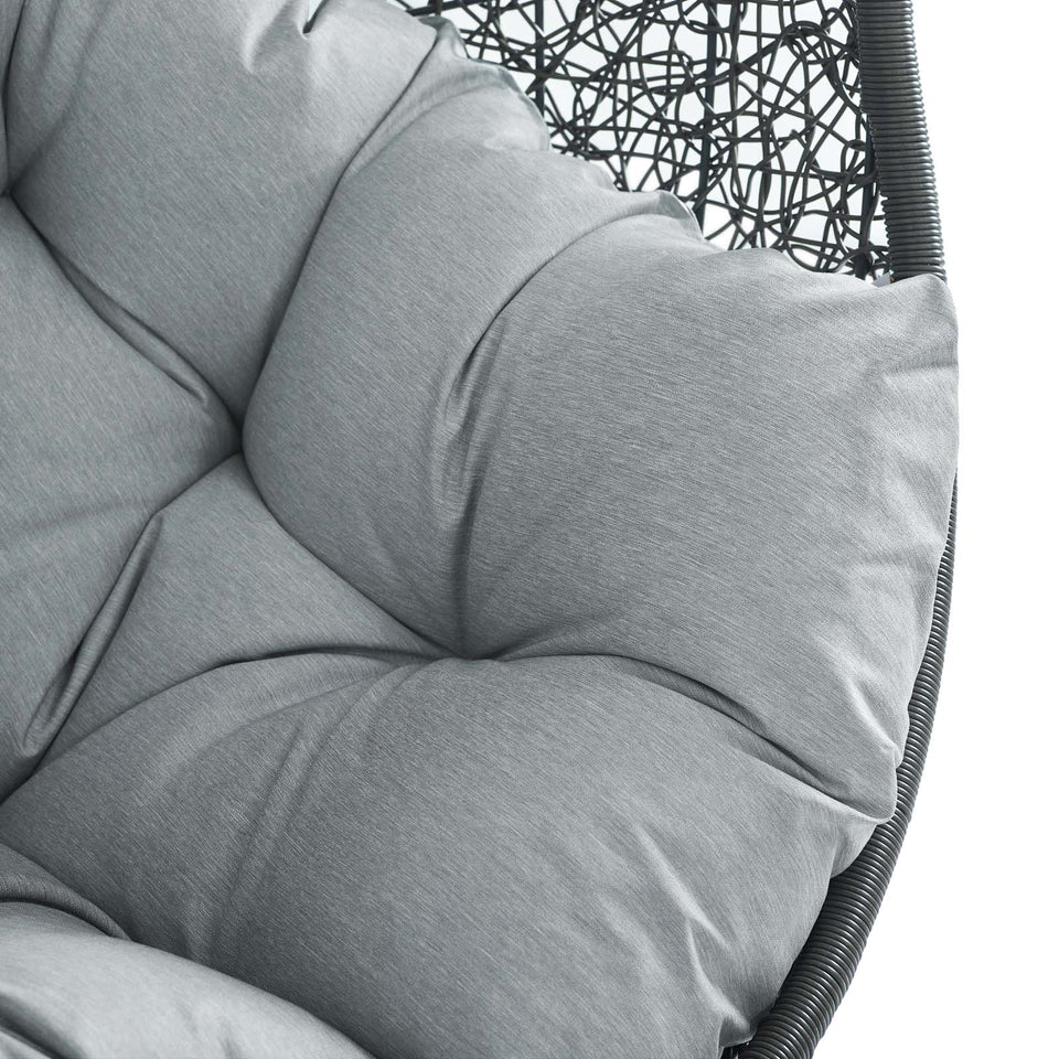 Hide Outdoor Patio Swing Chair With Stand in Gray.