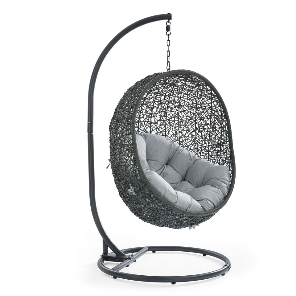 Hide Outdoor Patio Swing Chair With Stand in Gray.