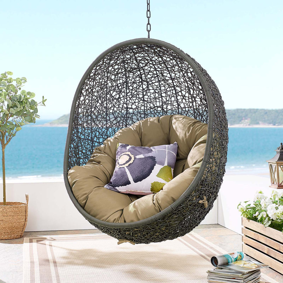 Hide Outdoor Patio Swing Chair With Stand in Gray.