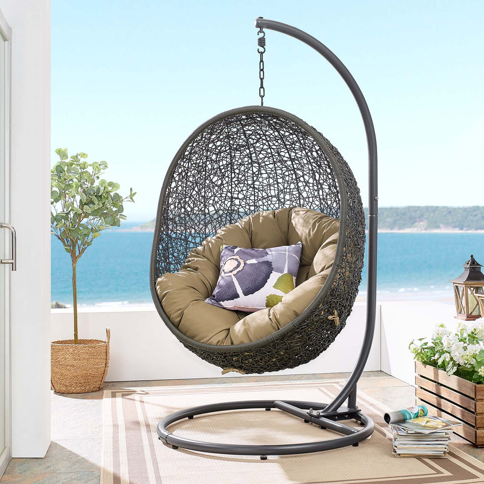 Hide Outdoor Patio Swing Chair With Stand in Gray.