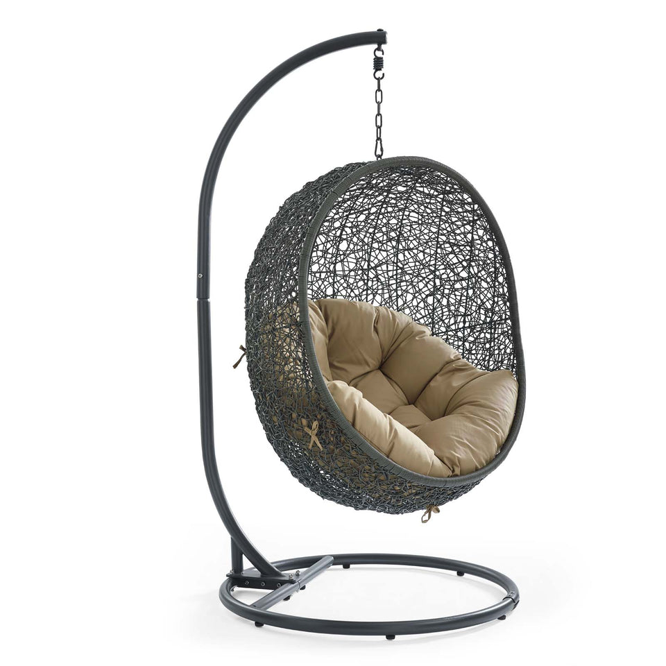 Hide Outdoor Patio Swing Chair With Stand in Gray.