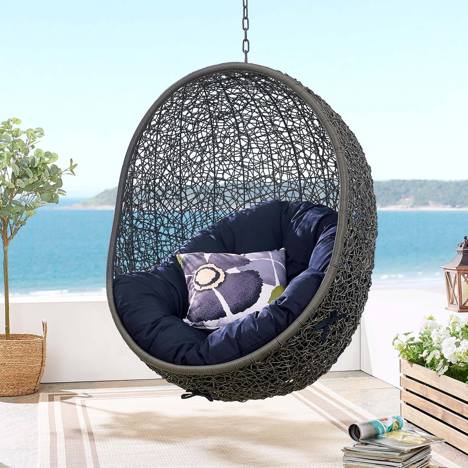 Hide Outdoor Patio Swing Chair With Stand in Gray.