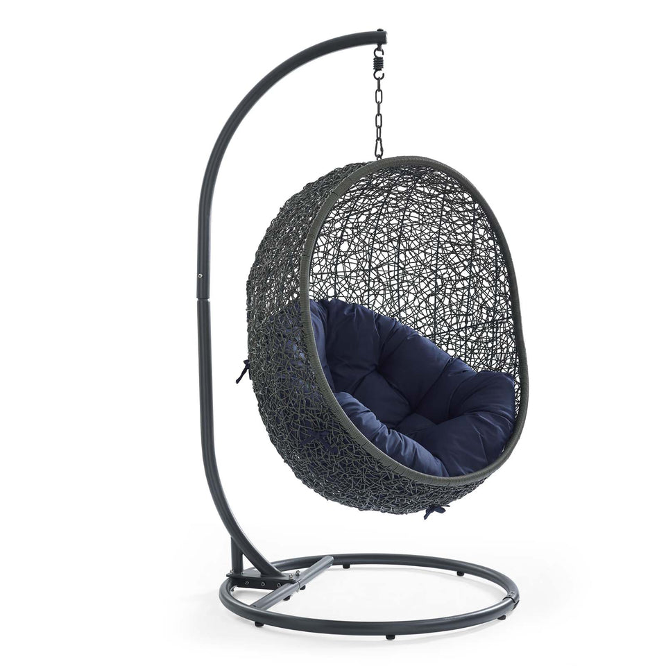 Hide Outdoor Patio Swing Chair With Stand in Gray.