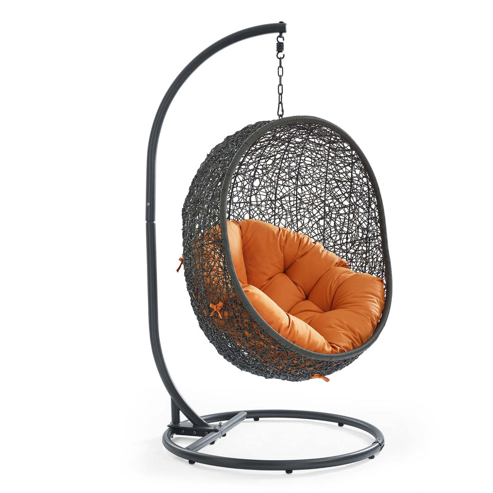 Hide Outdoor Patio Swing Chair With Stand in Gray.