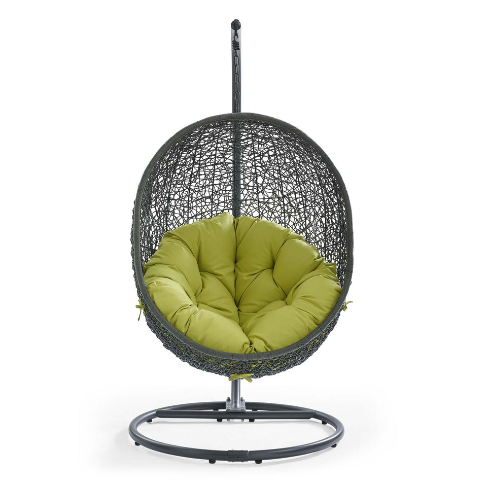 Hide Outdoor Patio Swing Chair With Stand in Gray.