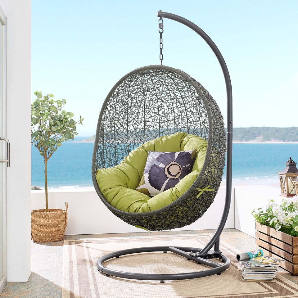 Hide Outdoor Patio Swing Chair With Stand in Gray.