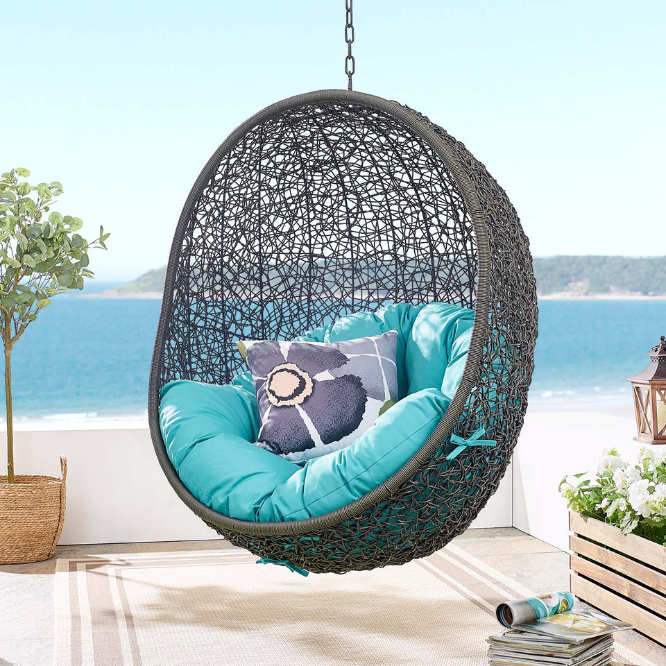Hide Outdoor Patio Swing Chair With Stand in Gray.