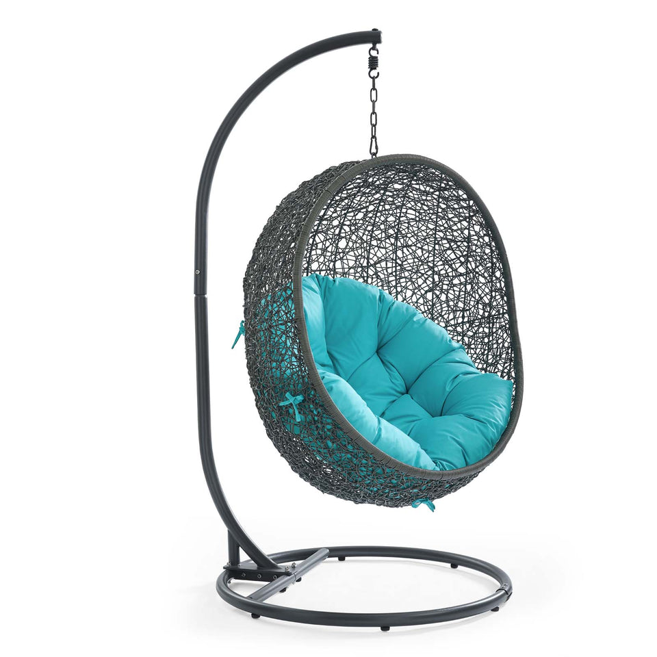 Hide Outdoor Patio Swing Chair With Stand in Gray.