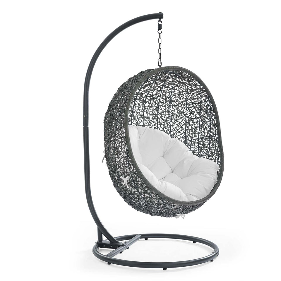 Hide Outdoor Patio Swing Chair With Stand in Gray.