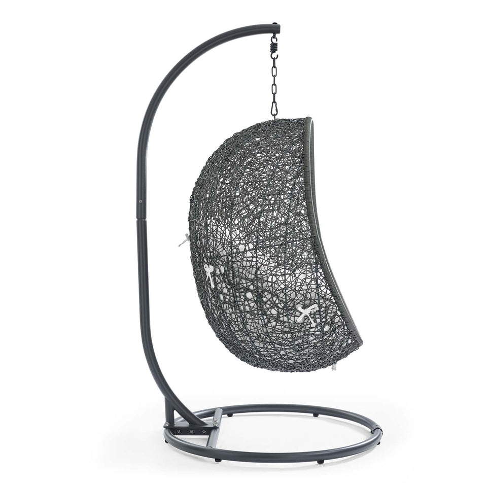 Hide Outdoor Patio Swing Chair With Stand in Gray.