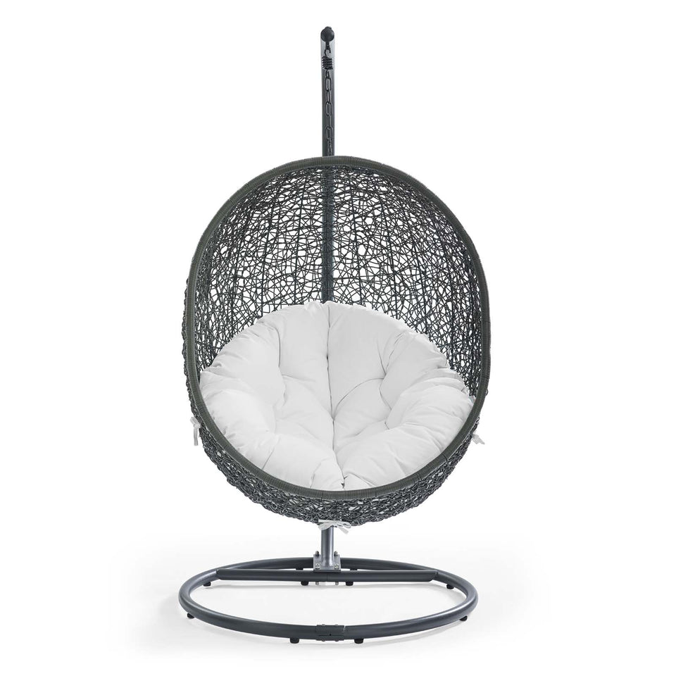 Hide Outdoor Patio Swing Chair With Stand in Gray.