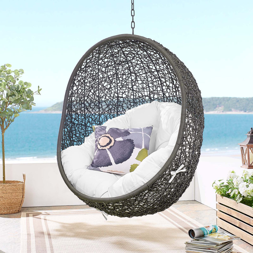 Hide Outdoor Patio Swing Chair With Stand in Gray.