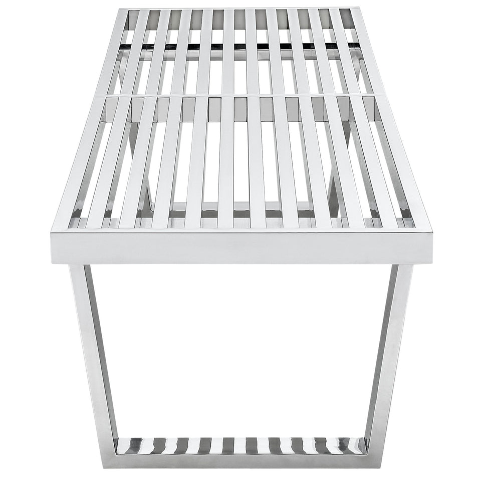 Sauna 5' Stainless Steel Bench in Silver.
