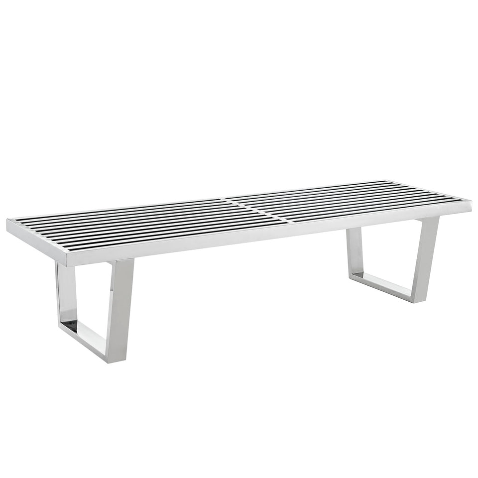 Sauna 5' Stainless Steel Bench in Silver.