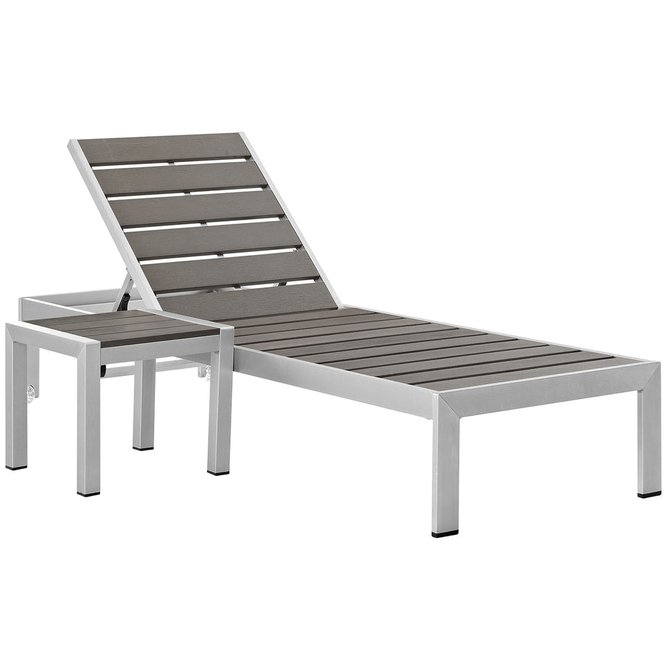 Shore 2 Piece Outdoor Patio Aluminum Set in Silver Gray.