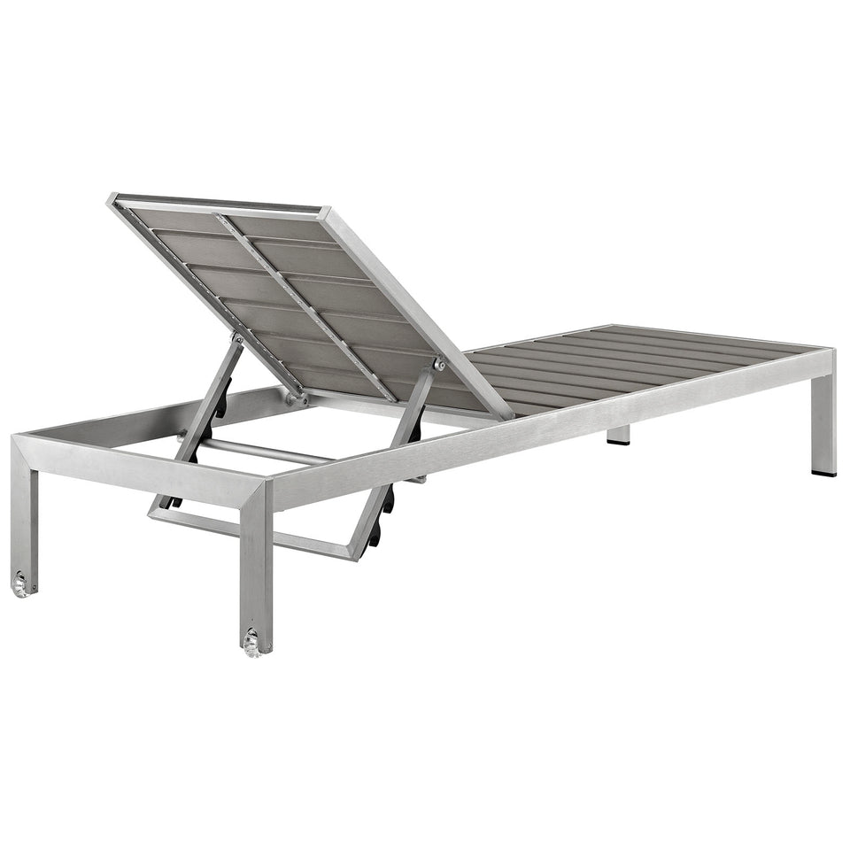 Shore 2 Piece Outdoor Patio Aluminum Set in Silver Gray.