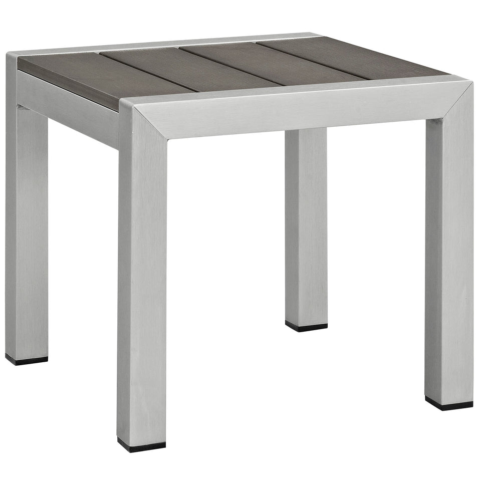 Shore 2 Piece Outdoor Patio Aluminum Set in Silver Gray.