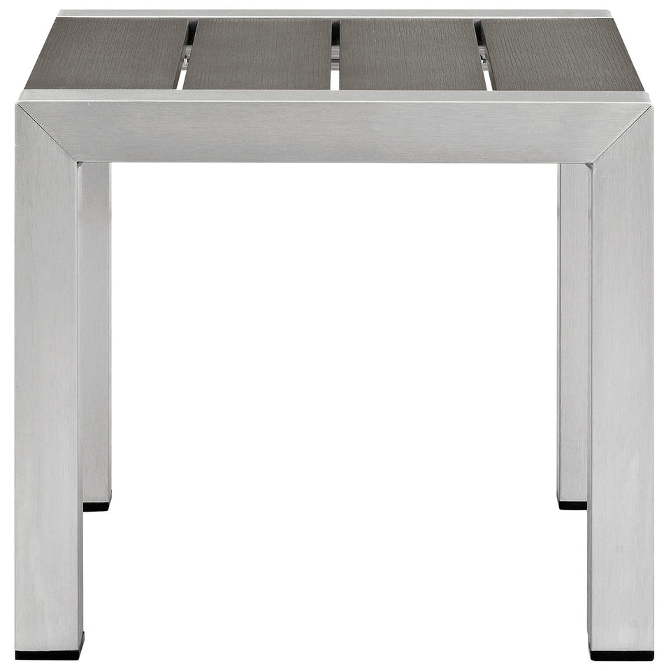 Shore 2 Piece Outdoor Patio Aluminum Set in Silver Gray.