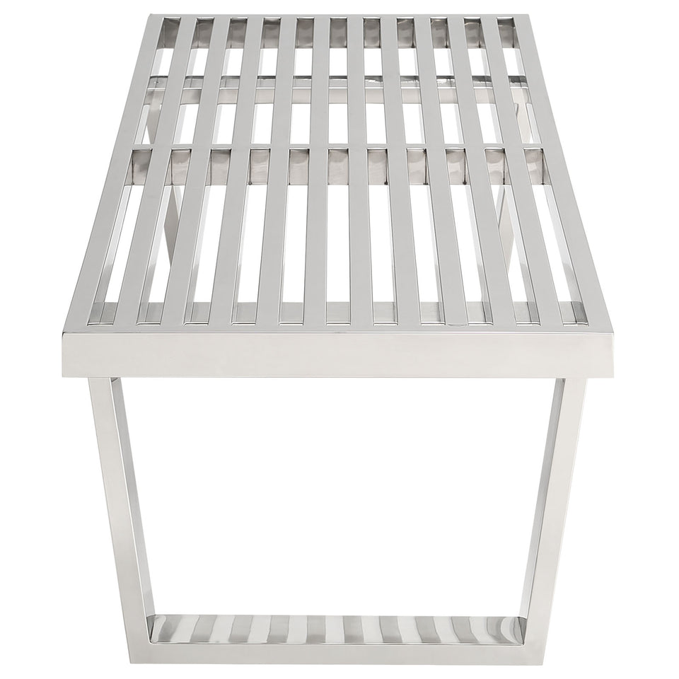 Sauna 4' Stainless Steel Bench in Silver.