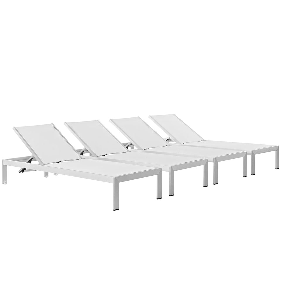 Shore Chaise Outdoor Patio Aluminum Set of 4.
