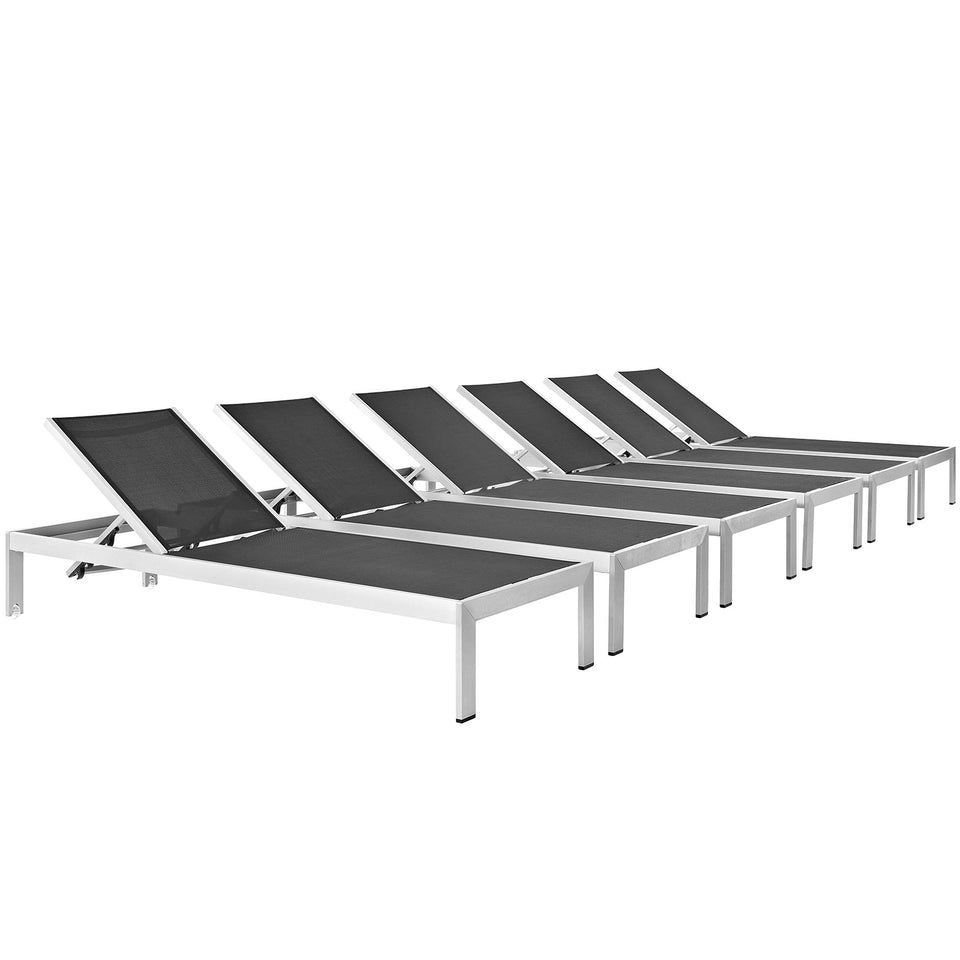 Shore Chaise Outdoor Patio Aluminum Set of 6.
