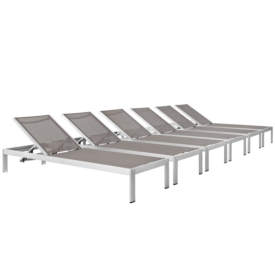 Shore Chaise Outdoor Patio Aluminum Set of 6.