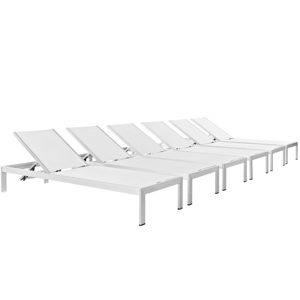 Shore Chaise Outdoor Patio Aluminum Set of 6.