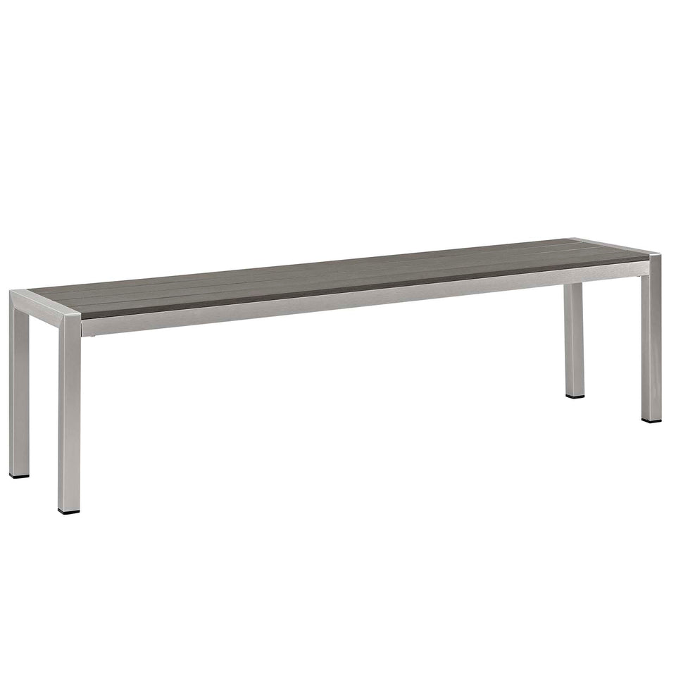 Shore 3 Piece Outdoor Patio Aluminum Dining Set in Silver Gray.