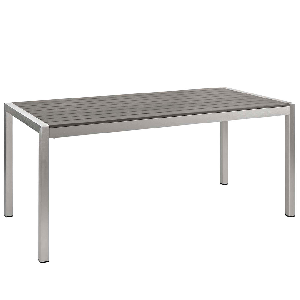 Shore 7 Piece Outdoor Patio Aluminum Dining Set in Silver Gray.