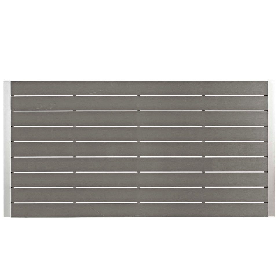 Shore 7 Piece Outdoor Patio Aluminum Dining Set in Silver Gray.