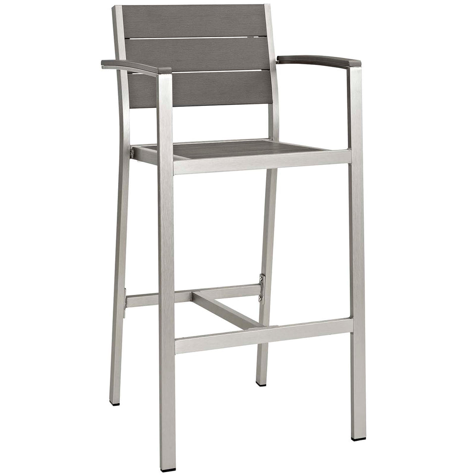 Shore 5 Piece Outdoor Patio Aluminum Dining Set in Silver Gray.