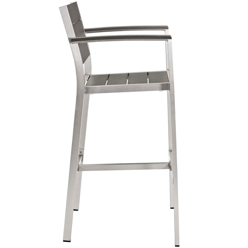 Shore 5 Piece Outdoor Patio Aluminum Dining Set in Silver Gray.