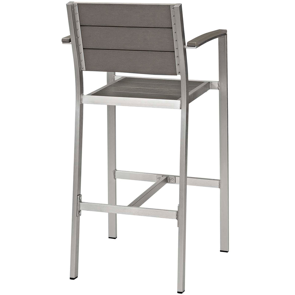 Shore 5 Piece Outdoor Patio Aluminum Dining Set in Silver Gray.