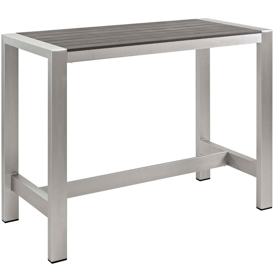 Shore 5 Piece Outdoor Patio Aluminum Dining Set in Silver Gray.