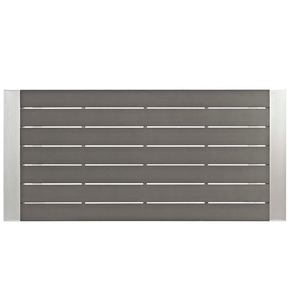 Shore 5 Piece Outdoor Patio Aluminum Dining Set in Silver Gray.