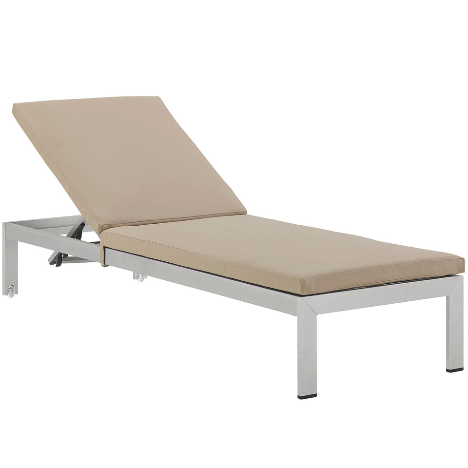 Shore Outdoor Patio Aluminum Chaise with Cushions.