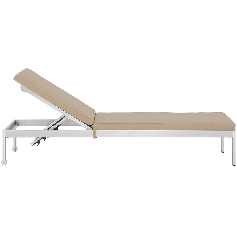 Shore Outdoor Patio Aluminum Chaise with Cushions.