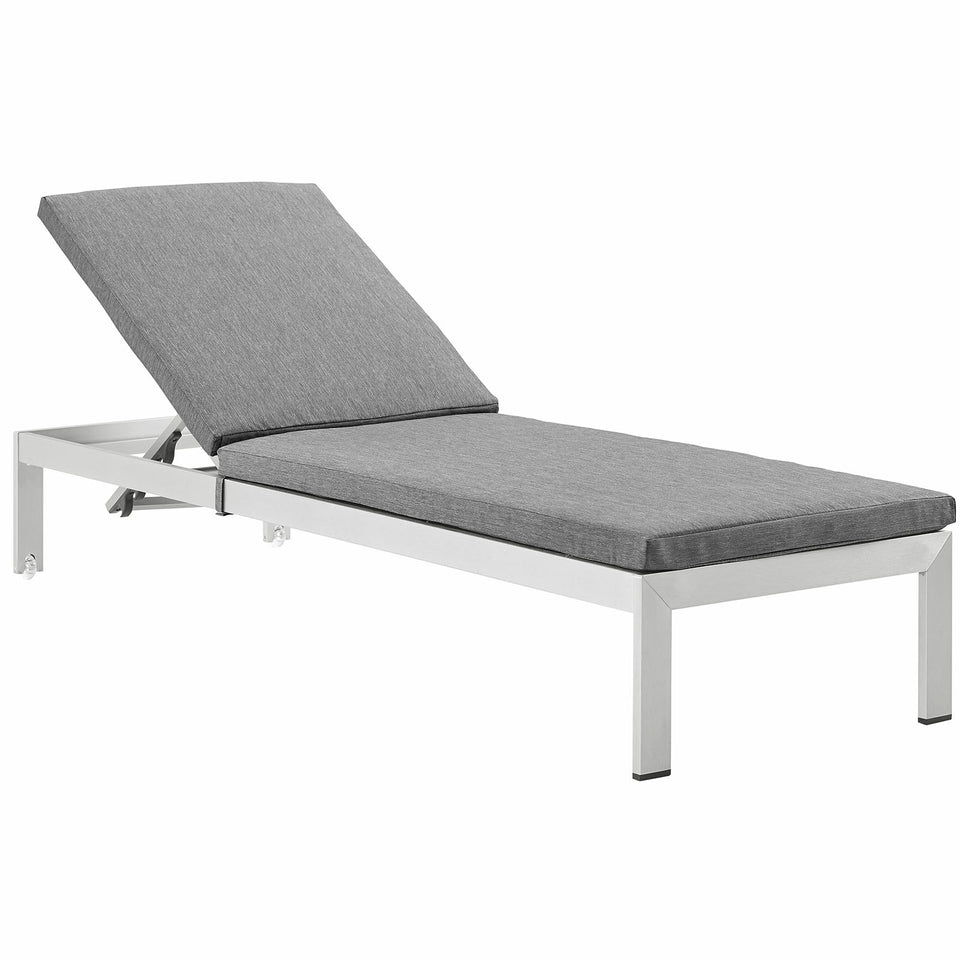 Shore Outdoor Patio Aluminum Chaise with Cushions.
